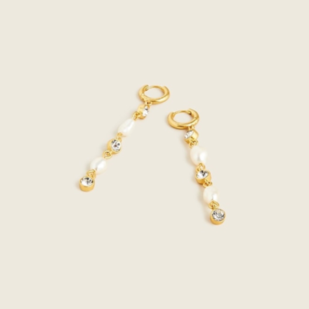 J. Crew Freshwater Pearl Gold Sparkle Drop Earrings